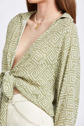 PRINTED TIE FRONT TOP, Shirts, $ 55.00, A Moment Of Now™